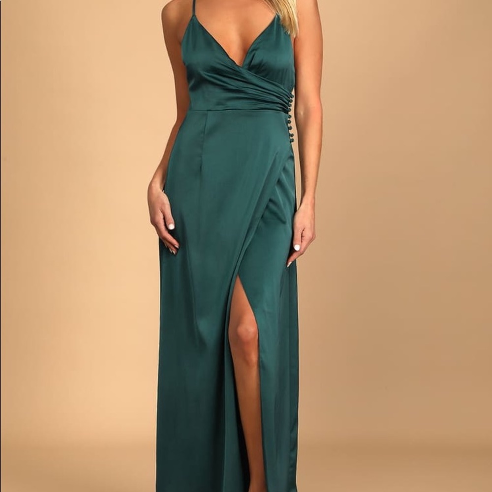 Lulus Outstanding elegance teal maxi dress